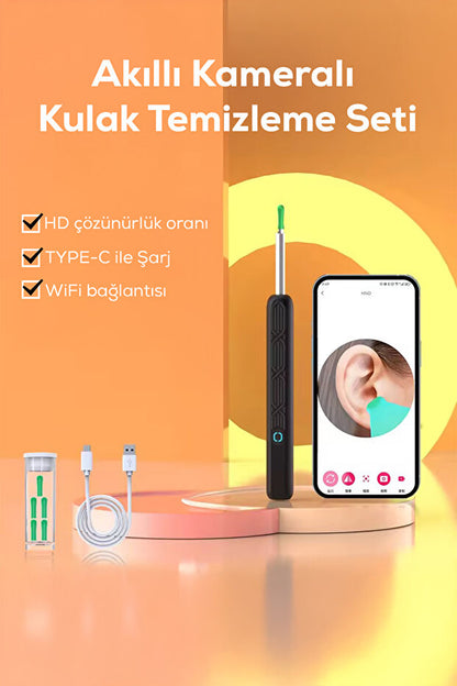 Kablosuz Wifi Kulak Temizleme Kamerası - Ios Android Iphone Uyumlu 1296p Hd Led Otoskop Kam